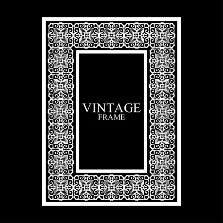 Vintage white border frame with retro ornamental pattern. Template for design. Vector illustrationのイラスト素材