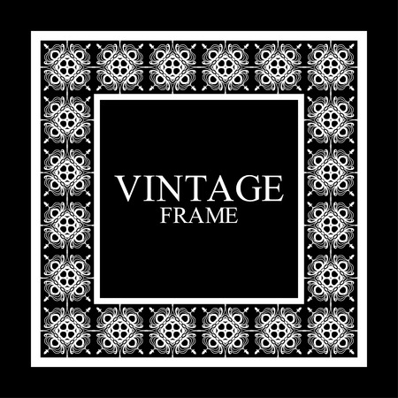 Vintage white border frame with retro ornamental pattern. Template for design. Vector illustrationのイラスト素材