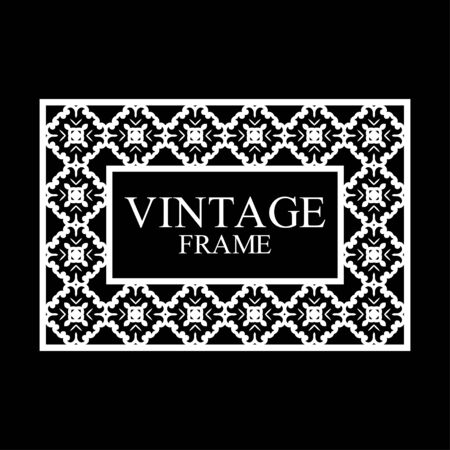 Vintage white border frame with retro ornamental pattern. Template for design. Vector illustrationのイラスト素材