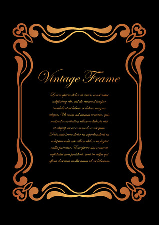 Old vintage frame with decorative ornate vintage border, retro elements. Vector illustration. Beautiful filigree ornamental template for design of framesのイラスト素材