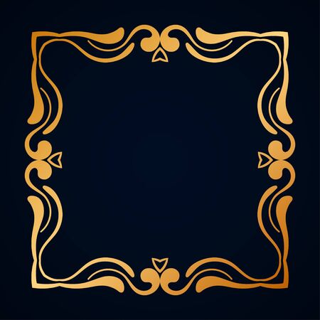 Old vintage frame with decorative ornate vintage border, retro elements. Vector illustration. Beautiful filigree ornamental template for design of framesのイラスト素材