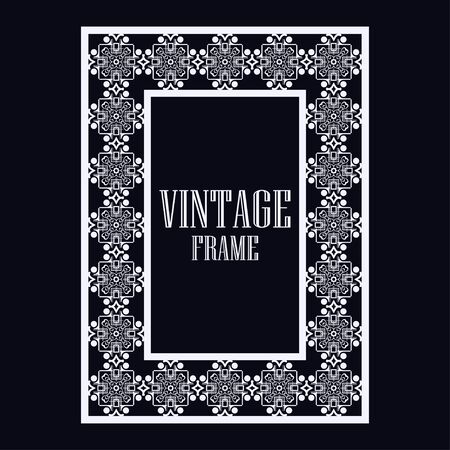 Vintage ornamental decorative label frame with ornate border. Template for design of retro frames, borders, labels. Vector illustrationのイラスト素材