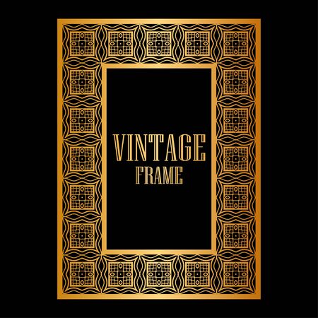 Vintage ornamental decorative label frame with ornate border. Template for design of retro frames, borders, labels. Art deco ornament. Vector illustrationのイラスト素材