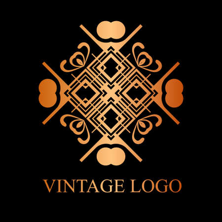 Vintage ornamental logo in art deco style. Template for design of logotypesのイラスト素材