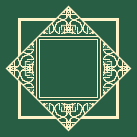 Vintage ornamental decorative label frame with ornate border and vintage pattern. Template for design of retro frames, borders, labels. Art deco ornament. Vector illustrationのイラスト素材