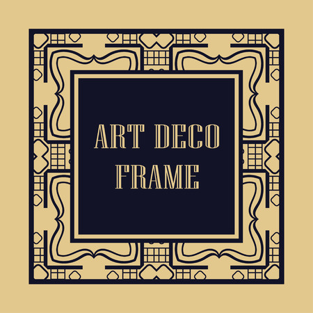 Vintage ornamental decorative label frame with ornate border and vintage pattern. Template for design of retro frames, borders, labels. Art deco ornament. Vector illustrationのイラスト素材