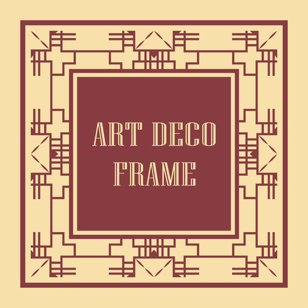 Vintage ornamental decorative label frame with ornate border and vintage pattern. Template for design of retro frames, borders, labels. Art deco ornament. Vector illustrationのイラスト素材