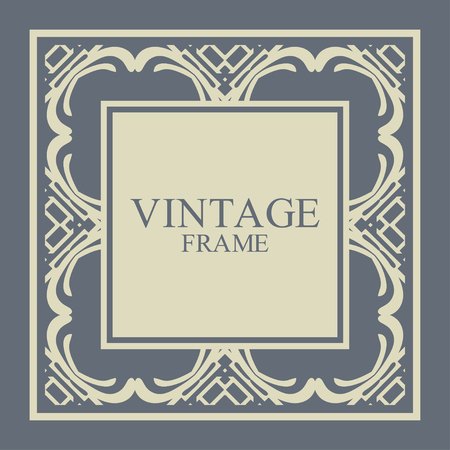 Vintage ornamental decorative label frame with ornate border and vintage pattern.のイラスト素材