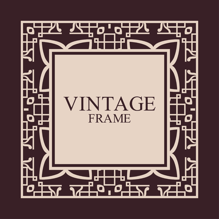 Vintage ornamental decorative label frame with ornate border and vintage pattern.のイラスト素材