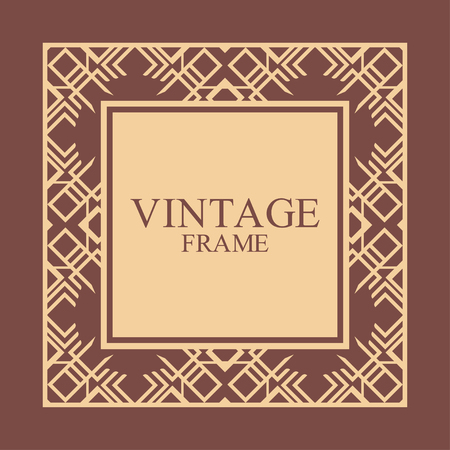 Vintage ornamental decorative label frame with ornate border and vintage pattern.のイラスト素材
