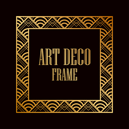 Vintage retro style invitation in Art Deco. Art deco border and frame. Creative template in style of 1920s. Vector illustration.のイラスト素材