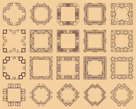 Vintage Invitation Decorative Frames Set in Art Deco or Nouveauのイラスト素材