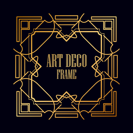 Vintage retro frame in Art Deco style. Creative template in style of 1920s. Vector illustration.のイラスト素材