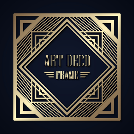 Gatsby Art Deco border frame. Abstract ornamental pattern. Template for designのイラスト素材