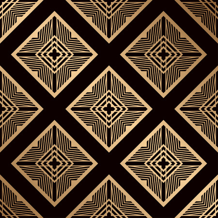 Art Deco Pattern. Seamless golden background. Geometric design. 1920-30s motifs. Luxury vintage illustrationのイラスト素材