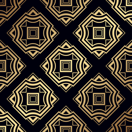 Art Deco Pattern. Seamless golden background. Geometric design. 1920-30s motifs. Luxury vintage illustrationのイラスト素材