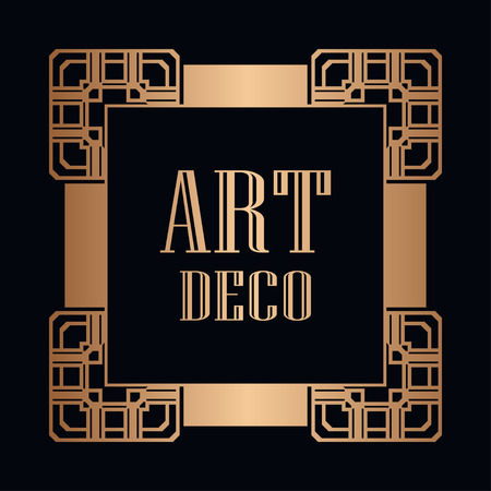 Illustration for Vintage retro style invitation in Art Deco. Art deco border and frame. - Royalty Free Image