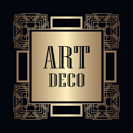 Vintage retro style invitation in Art Deco. Art deco border and frame.のイラスト素材