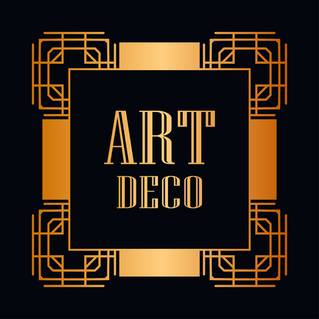 Vintage retro style invitation in Art Deco. Art deco border and frame.のイラスト素材