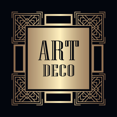 Vintage retro style invitation in Art Deco. Art deco border and frame.のイラスト素材