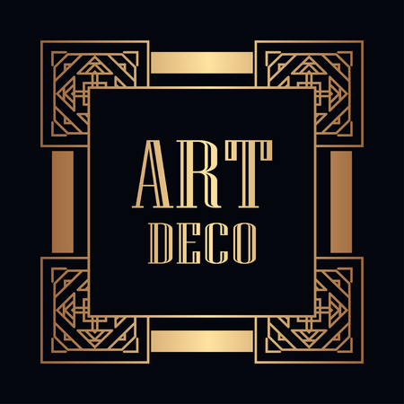 Vintage retro style invitation in Art Deco. Art deco border and frame.のイラスト素材