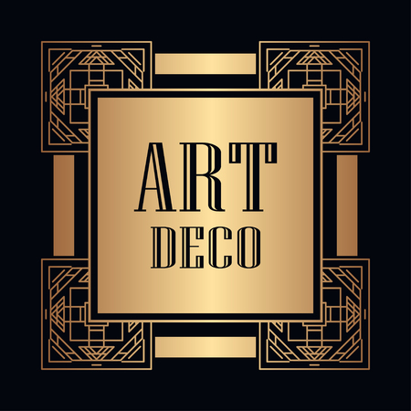 Vintage retro style invitation in Art Deco. Art deco border and frame.のイラスト素材