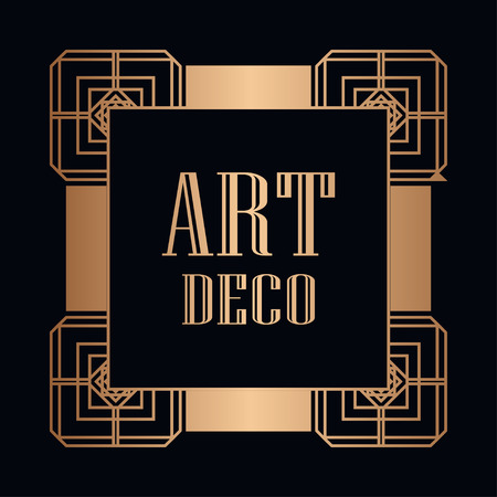 Vintage retro style invitation in Art Deco. Art deco border and frame.のイラスト素材
