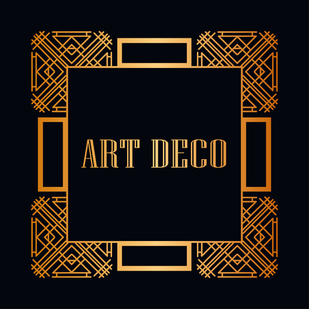 Vintage retro style invitation in Art Deco. Art deco border and frame.のイラスト素材