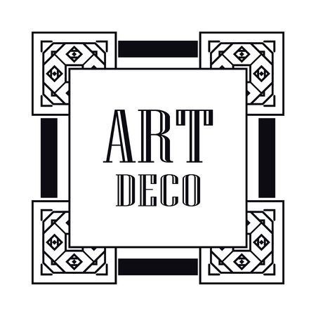 Vintage retro style invitation in Art Deco. Art deco border and frame.のイラスト素材