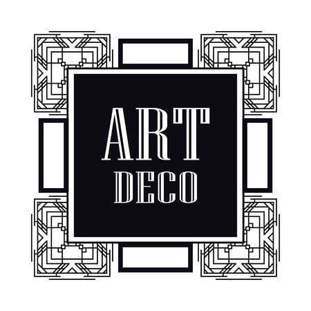 Vintage retro style invitation in Art Deco. Art deco border and frame.のイラスト素材