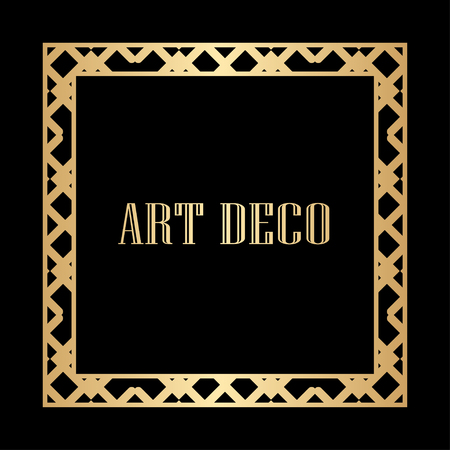 Art deco frame. Vintage linear border. Design a template for invitations, leaflets and greeting cards. The style of the 1920s - 1930s. Vector illustrationのイラスト素材