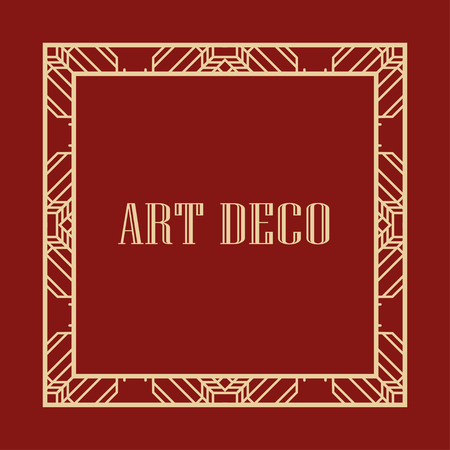 Vintage retro style invitation in Art Deco. Art deco border and frame. Creative template in style of 1920sのイラスト素材