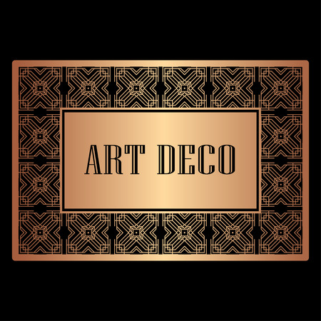 Vintage retro style invitation in Art Deco. Art deco border and frame. Creative template in style of 1920s. Vector illustration.のイラスト素材