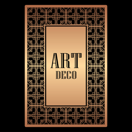 Vintage retro style invitation in Art Deco. Art deco border and frame. Creative template in style of 1920s. Vector illustration.のイラスト素材