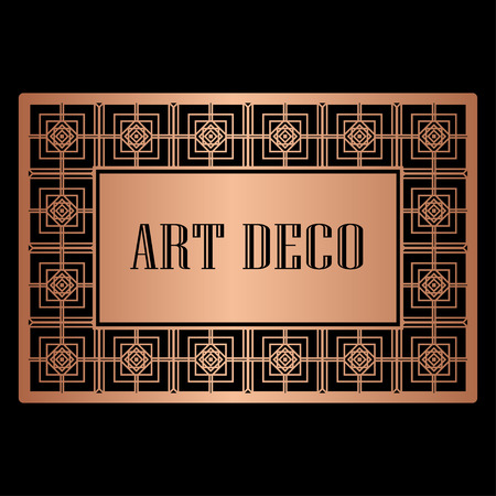 Vintage retro style invitation in Art Deco. Art deco border and frame. Creative template in style of 1920s. Vector illustration.のイラスト素材