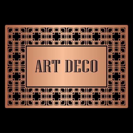 Vintage retro style invitation in Art Deco. Art deco border and frame. Creative template in style of 1920s. Vector illustration.のイラスト素材