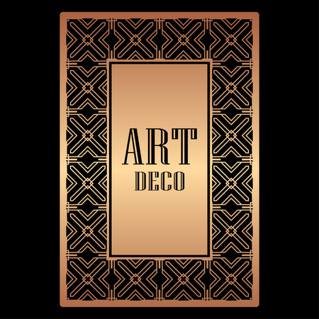 Vintage retro style invitation in Art Deco. Art deco border and frame. Creative template in style of 1920s. Vector illustration.のイラスト素材