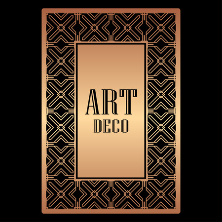 Illustration for Vintage retro style invitation in Art Deco. Art deco border and frame. Creative template in style of 1920s. Vector illustration. - Royalty Free Image