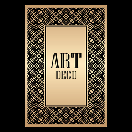 Vintage retro style invitation in Art Deco. Art deco border and frame. Creative template in style of 1920s. Vector illustration.のイラスト素材