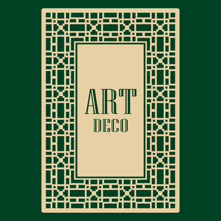 Art deco border and frame. Creative template in style of 1920s for your design. Vector illustration.のイラスト素材