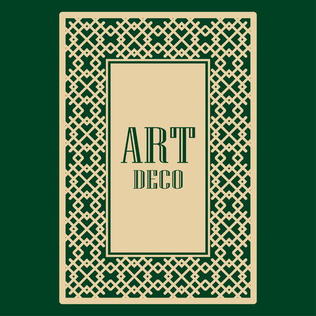 Art deco border and frame. Creative template in style of 1920s for your design. Vector illustration.のイラスト素材