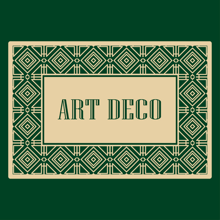 Art deco border and frame. Creative template in style of 1920s for your design. Vector illustration.のイラスト素材