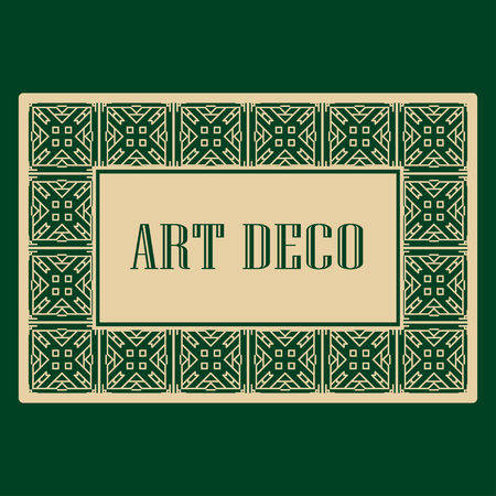 Art deco border and frame. Creative template in style of 1920s for your design. Vector illustration.のイラスト素材