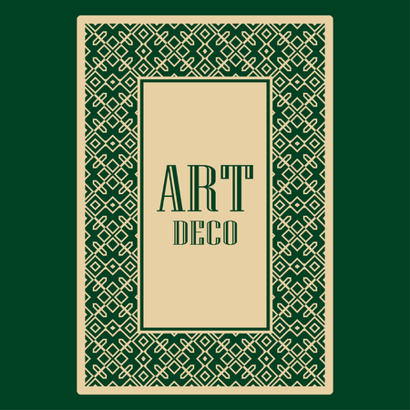 Art deco border and frame. Creative template in style of 1920s for your design. Vector illustration.のイラスト素材