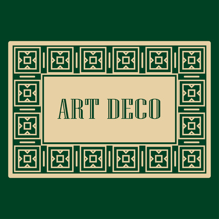 Art deco border and frame. Creative template in style of 1920s for your design. Vector illustration.のイラスト素材