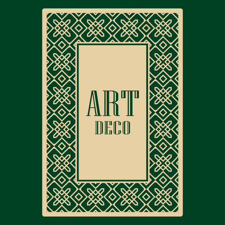 Art deco border and frame. Creative template in style of 1920s for your design. Vector illustration.のイラスト素材