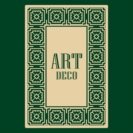 Art deco border and frame. Creative template in style of 1920s for your design. Vector illustration.のイラスト素材