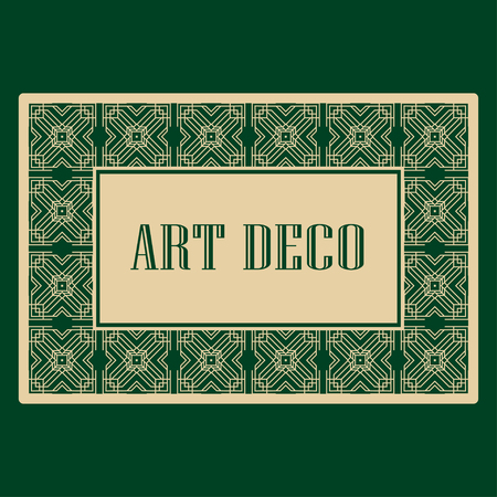Art deco border and frame. Creative template in style of 1920s for your design. Vector illustration.のイラスト素材