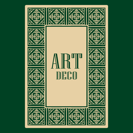 Art deco border and frame. Creative template in style of 1920s for your design. Vector illustration.のイラスト素材
