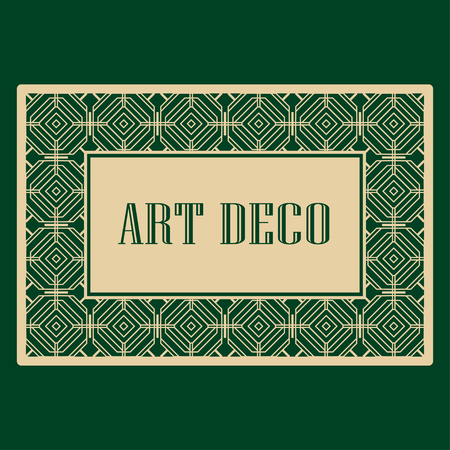 Art deco border and frame. Creative template in style of 1920s for your design. Vector illustration.のイラスト素材